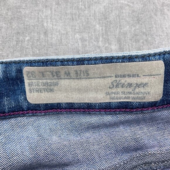 Diesel Jeans Women‎ 31W 26.5L Blue Acid Wash Skinzee Super Slim Skinny Cut Off - Picture 4 of 12